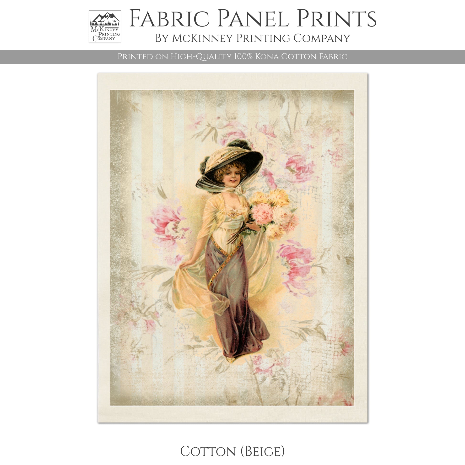 Victorian Woman, Fabric Panel Print - Cotton