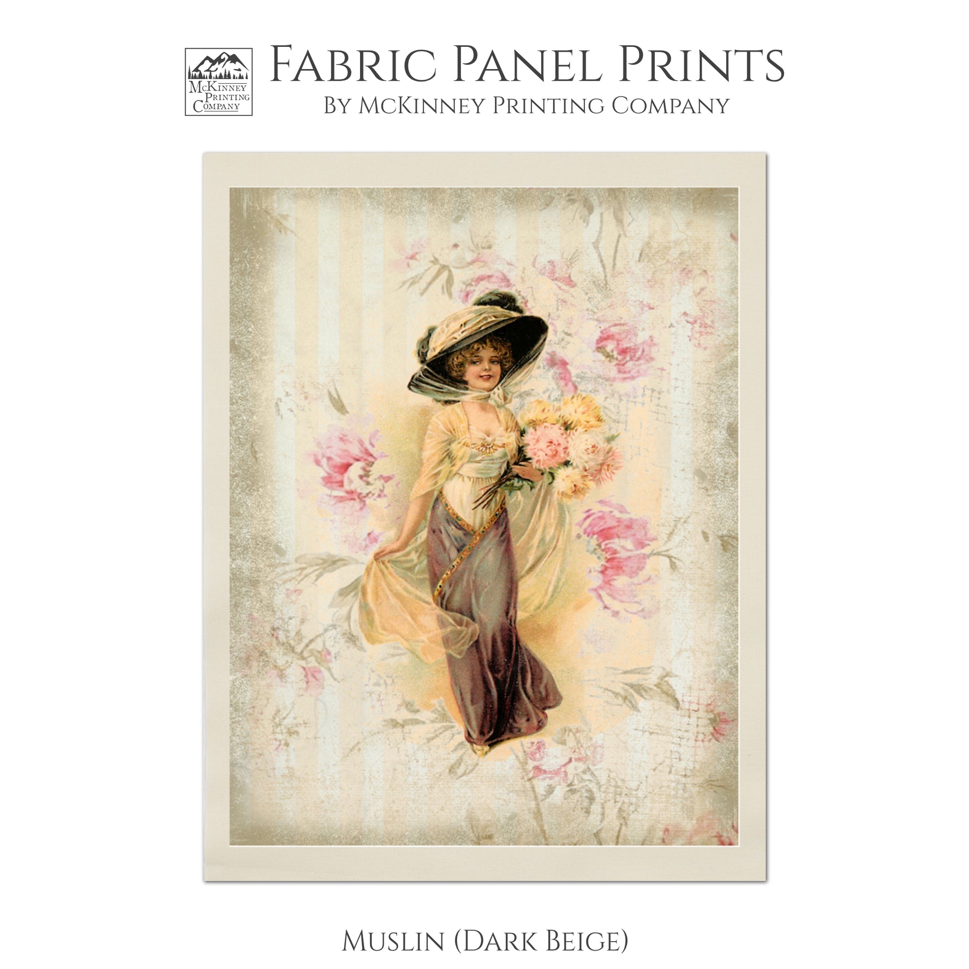 Victorian Woman, Fabric Panel Print - Muslin