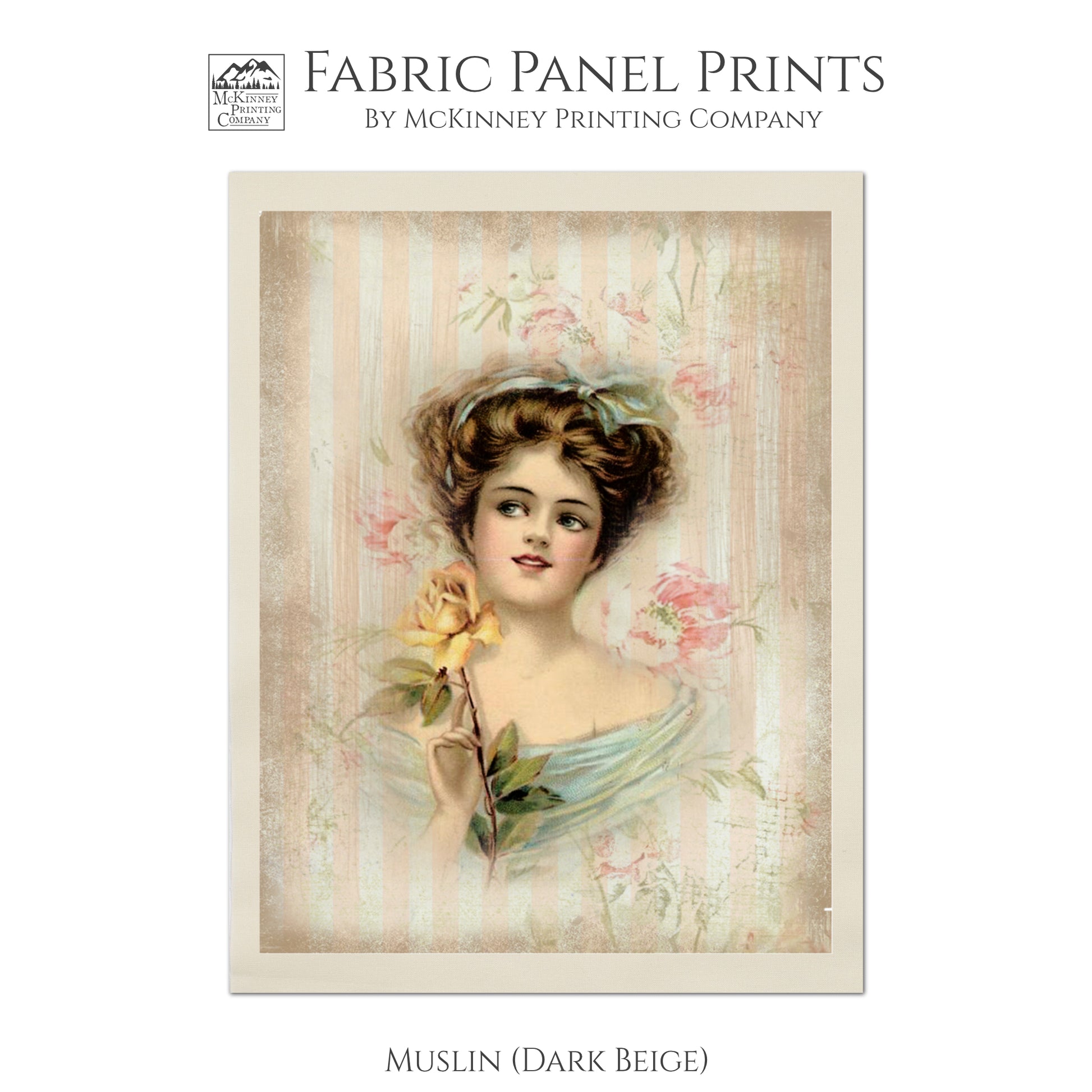 Victorian Female Portrait - Vintage French Country, Shabby Chic - Muslin