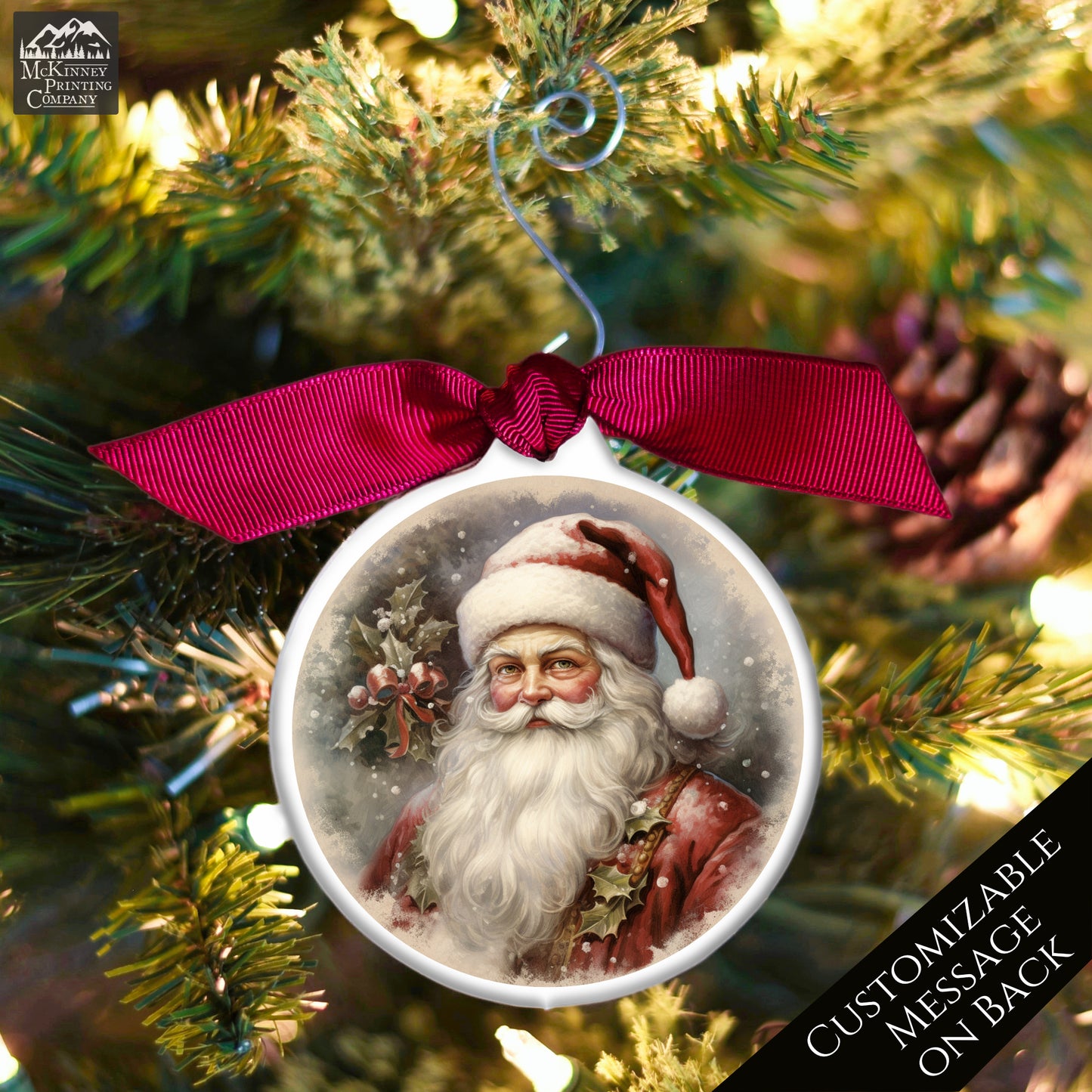 Victorian Christmas Ornaments - Vintage Santa, Shabby Chic Décor