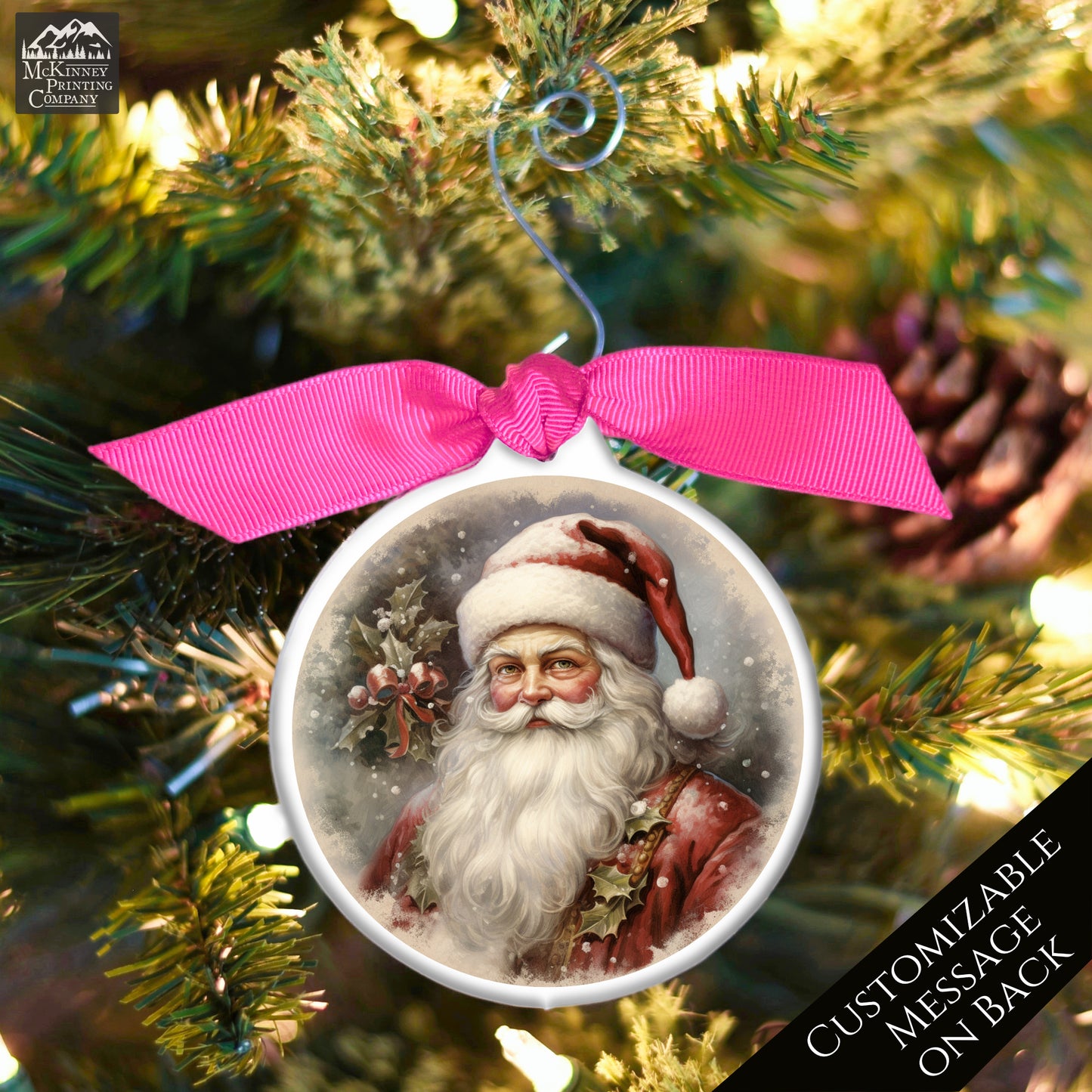 Victorian Christmas Ornaments - Vintage Santa, Shabby Chic Décor
