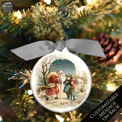Victorian Christmas Ornaments - Vintage Santa, Personalized, Message