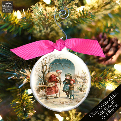 Victorian Christmas Ornaments - Vintage Santa, Personalized, Message
