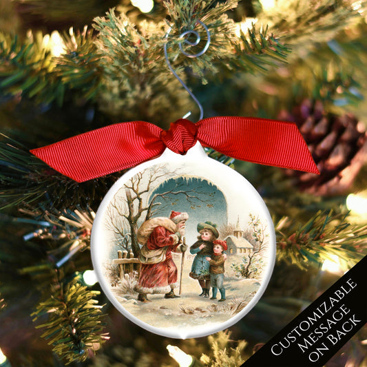 Victorian Christmas Ornaments - Vintage Santa, Personalized, Message