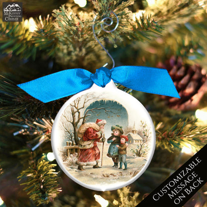 Victorian Christmas Ornaments - Vintage Santa, Personalized, Message
