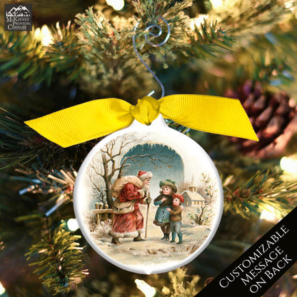 Victorian Christmas Ornaments - Vintage Santa, Personalized, Message