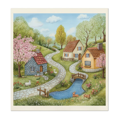 Baby Fabric Panels - French Country Fabric, Cottage, Village, House, Nursery Décor, Quilt Block, Wall Art, Cotton, Quilting
