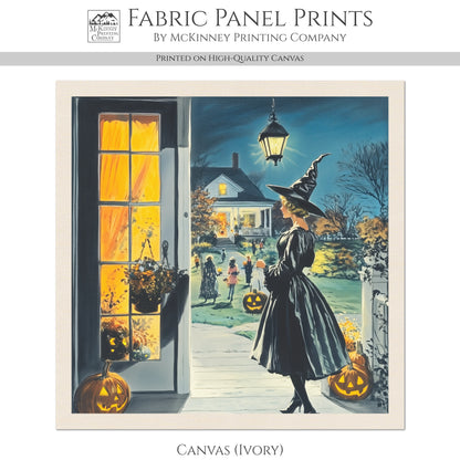 Halloween Fabric Panel - Midcentury, 1950's, Vintage, Craft, Pumpkin, Large Print Fabric, Block Print Fabric, Cotton, Quilting, Quilt