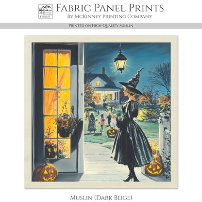 Halloween Fabric Panel - Midcentury, 1950's, Vintage, Craft, Pumpkin, Large Print Fabric, Block Print Fabric, Cotton, Quilting, Quilt