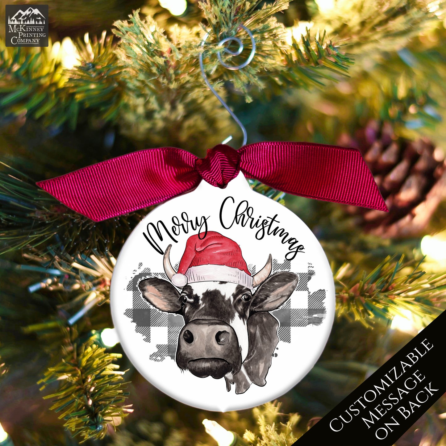 Cow Christmas Ornament - Custom Gift, Farm, Highland, Personalized