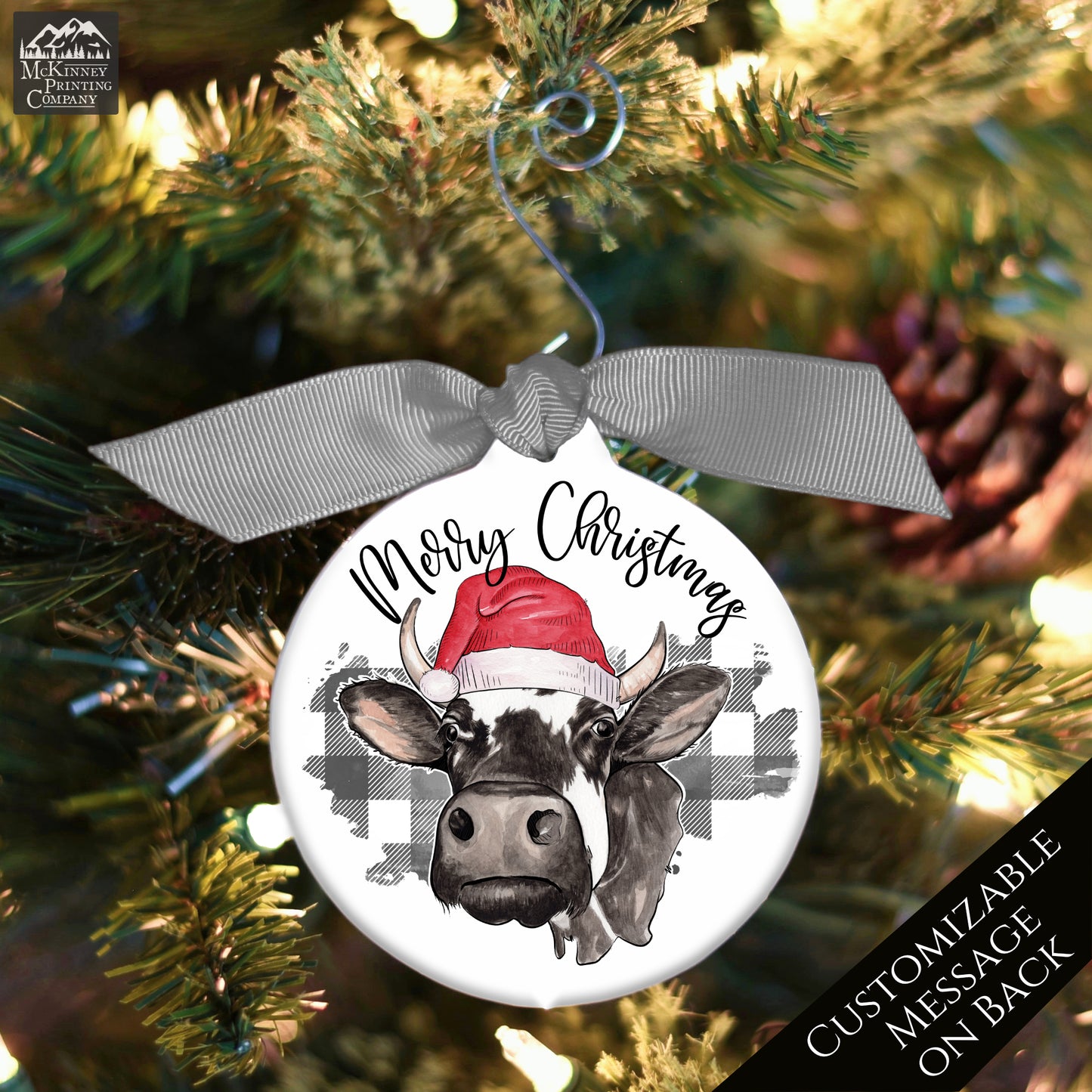 Cow Christmas Ornament - Custom Gift, Farm, Highland, Personalized