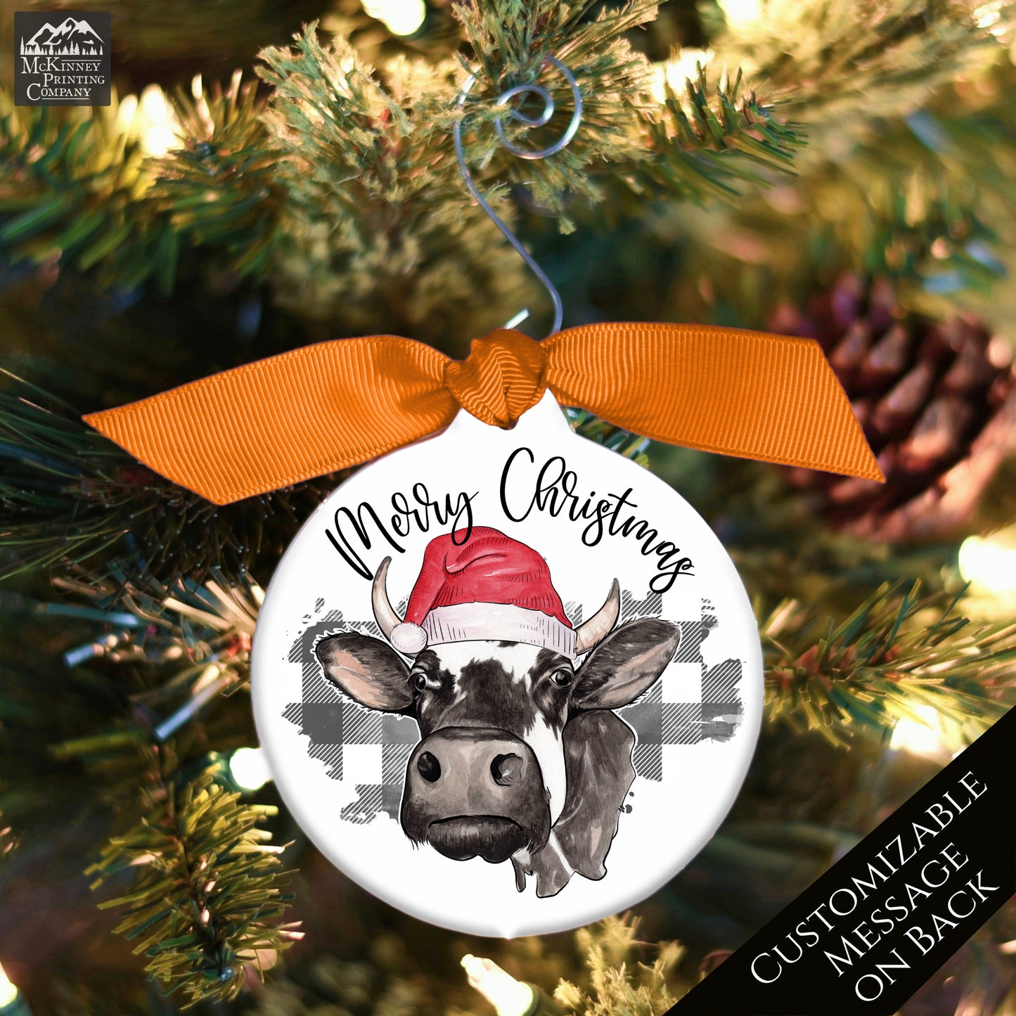 Cow Christmas Ornament - Custom Gift, Farm, Highland, Personalized