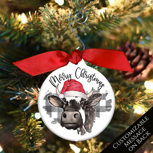 Cow Christmas Ornament - Custom Gift, Farm, Highland, Personalized