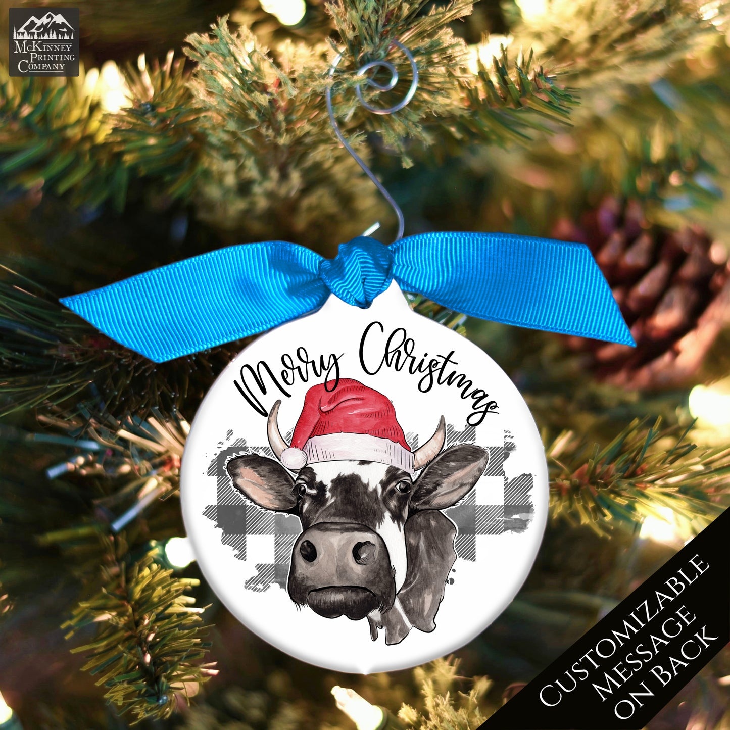 Cow Christmas Ornament - Custom Gift, Farm, Highland, Personalized