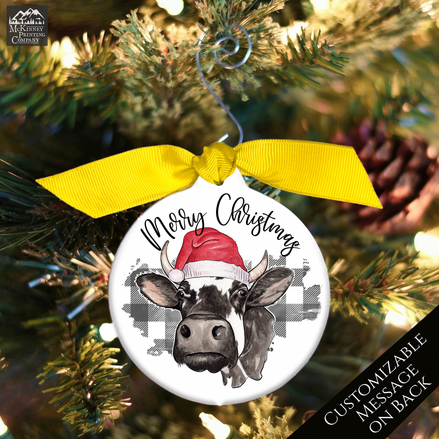 Cow Christmas Ornament - Custom Gift, Farm, Highland, Personalized