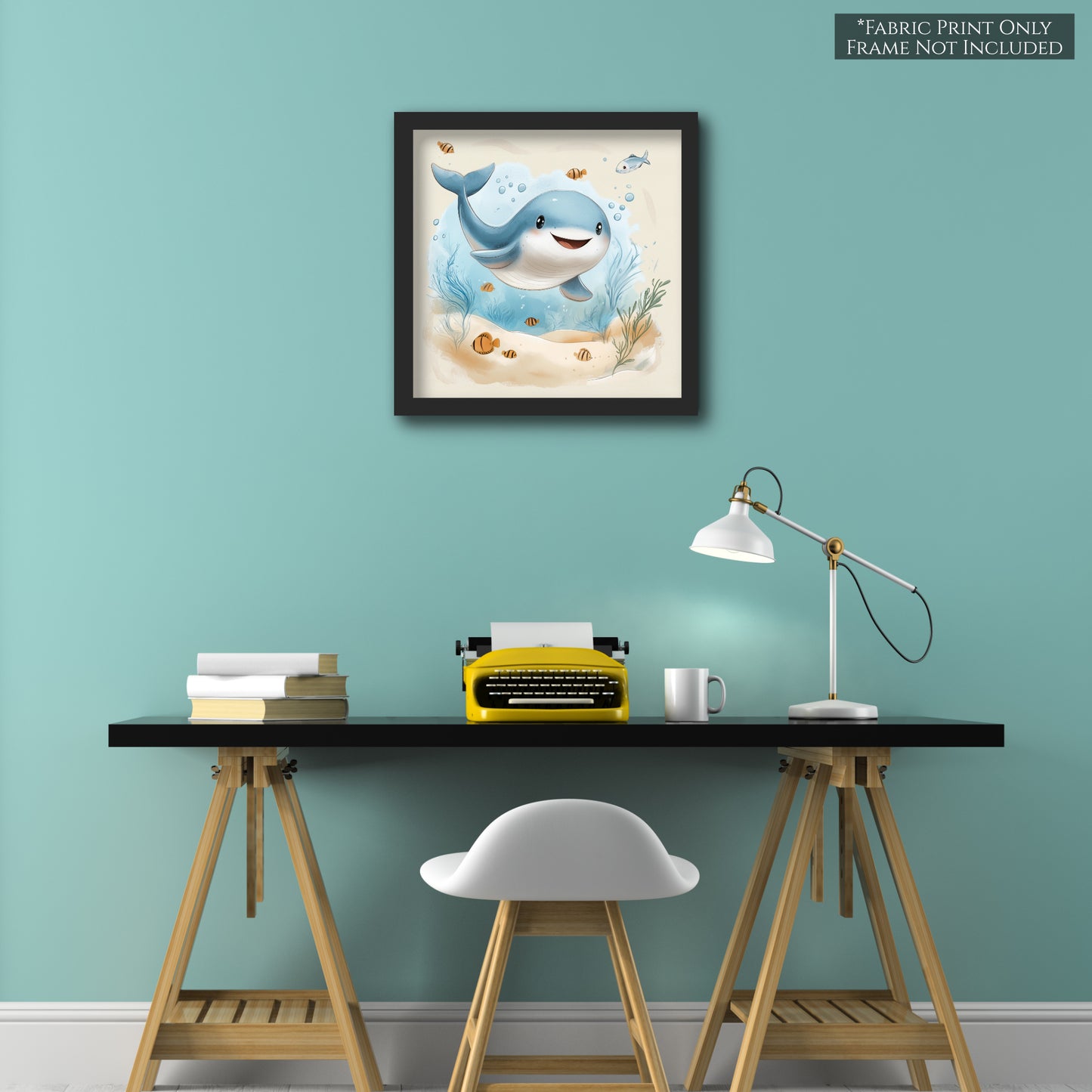 Whale Fabric - Baby Fabric Panels, Sea, Ocean, Boy, Blanket, Nursery Décor, Quilt Block, Cotton, Quilting