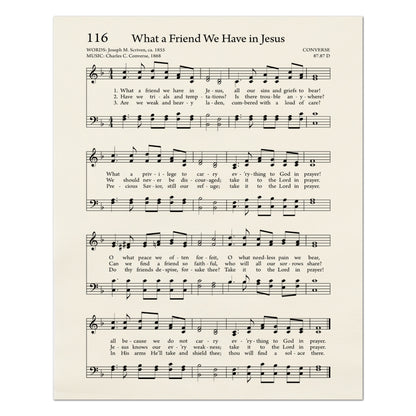 What a Friend We Have in Jesus - Christian Fabric, Religious, Hymn Wall Art, Vintage Sheet Music, Quilting, Quilt, Cotton, Sewing, Cotton
