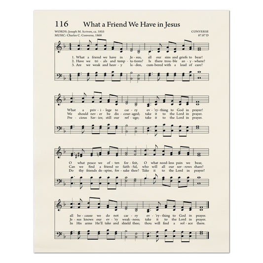 What a Friend We Have in Jesus - Christian Fabric, Religious, Hymn Wall Art, Vintage Sheet Music, Quilting, Quilt, Cotton, Sewing, Cotton