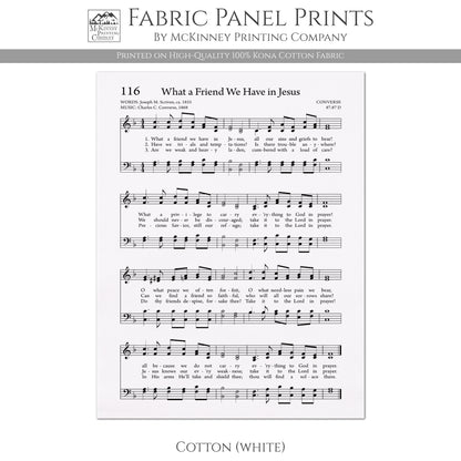 What a Friend We Have in Jesus - Christian Fabric, Religious, Hymn Wall Art, Vintage Sheet Music, Quilting, Quilt, Cotton, Sewing, Cotton