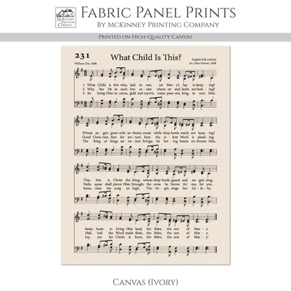 What Child Is This - Christian Fabric, Religious, Hymn Wall Art, Vintage Sheet Music, Choral, Piano, Quilting, Quilt, Cotton, Sewing, Cotton
