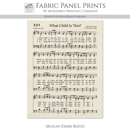 What Child Is This - Christian Fabric, Religious, Hymn Wall Art, Vintage Sheet Music, Choral, Piano, Quilting, Quilt, Cotton, Sewing, Cotton