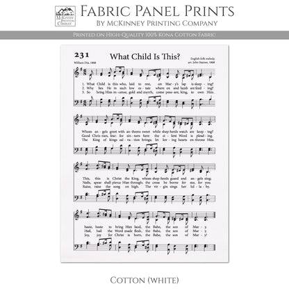 What Child Is This - Christian Fabric, Religious, Hymn Wall Art, Vintage Sheet Music, Choral, Piano, Quilting, Quilt, Cotton, Sewing, Cotton