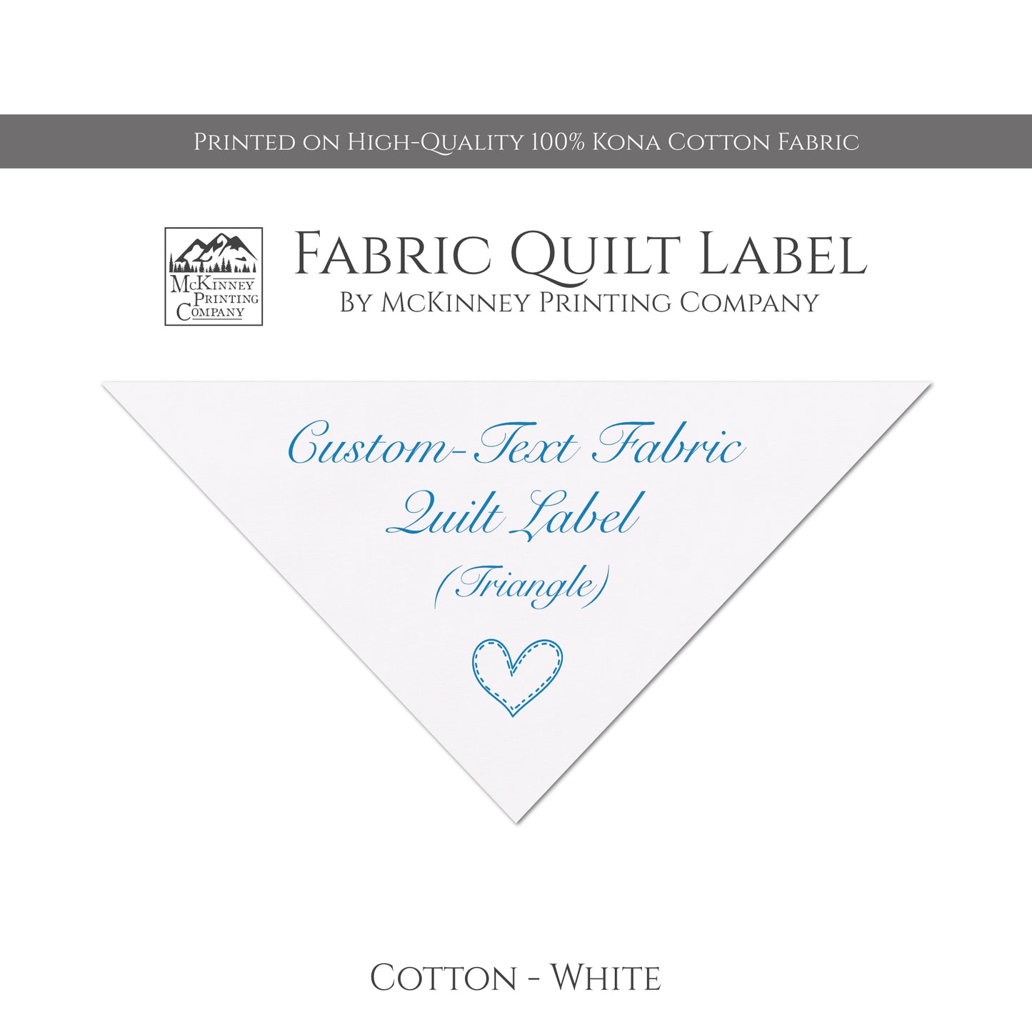 Quilt Label - Custom Text, Triangle, Tag, Quilt Labels, Blanket, Pillow, Crafts, Cotton, Muslin, Canvas, Personalized