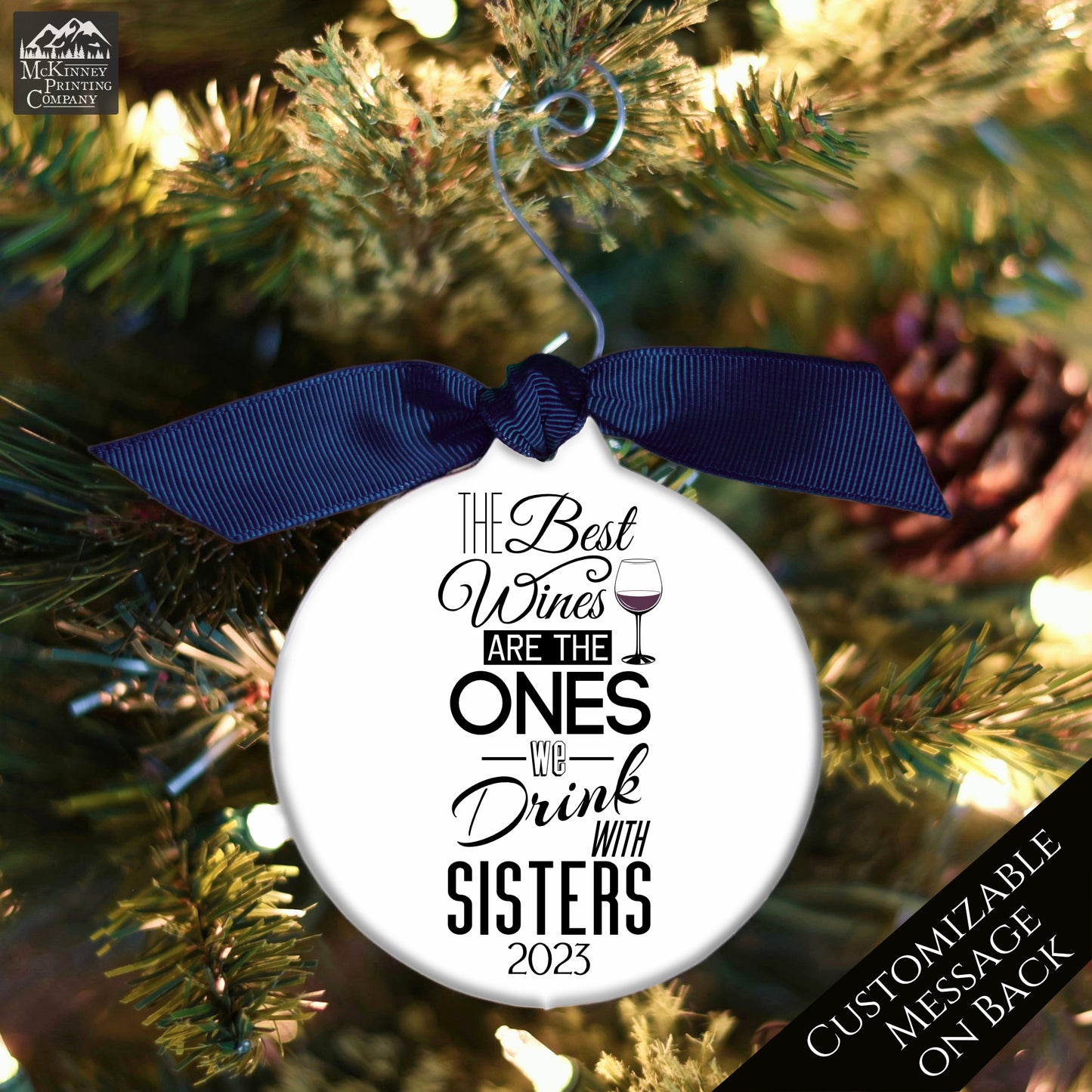 Sister Christmas Ornament - Gifts for Wine Lovers, Wine Ornament