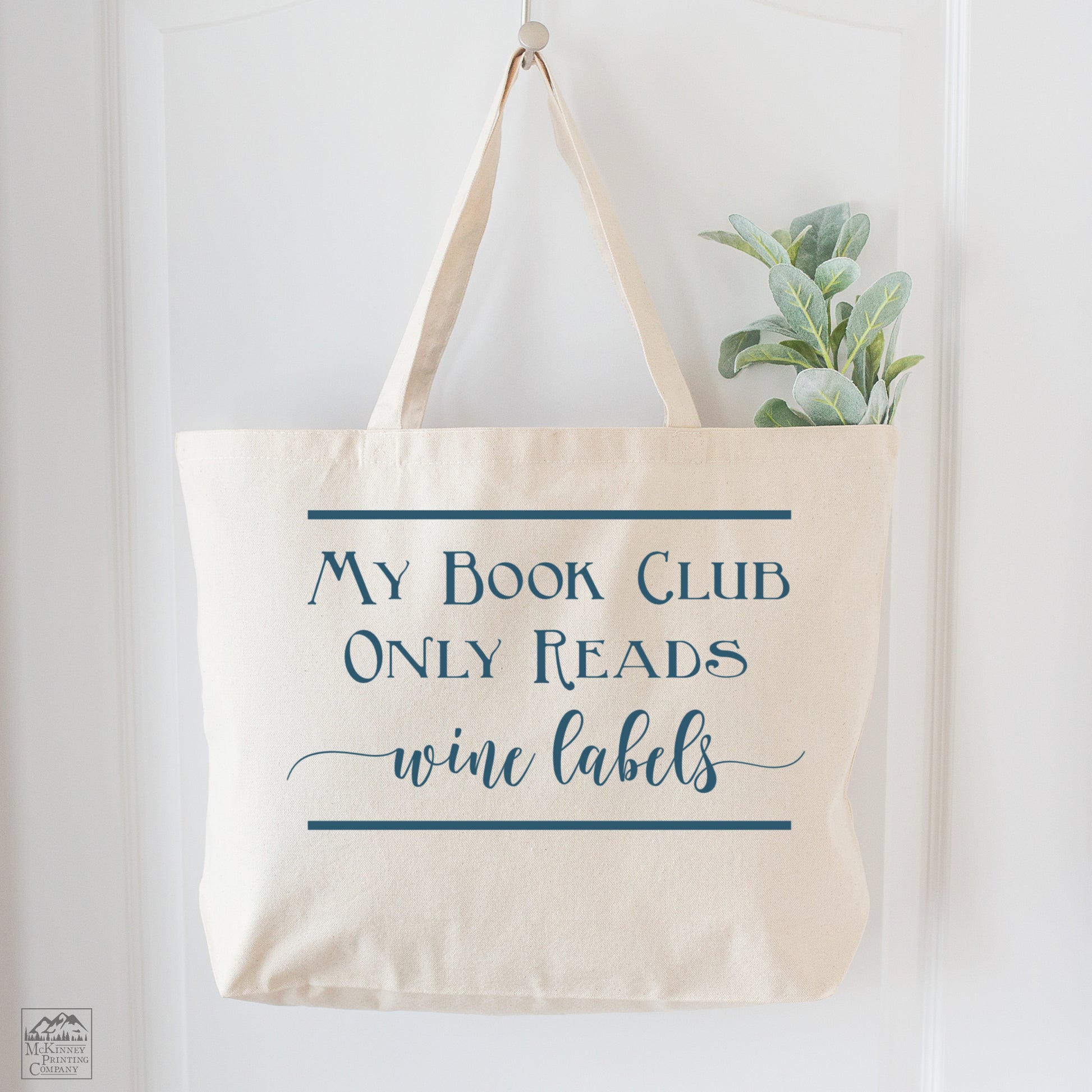 My Book Club Only Reads Wine Labels - Wine Lover Gift, Tote Bag with Zipper, Large, Fabric Shoulder Bag