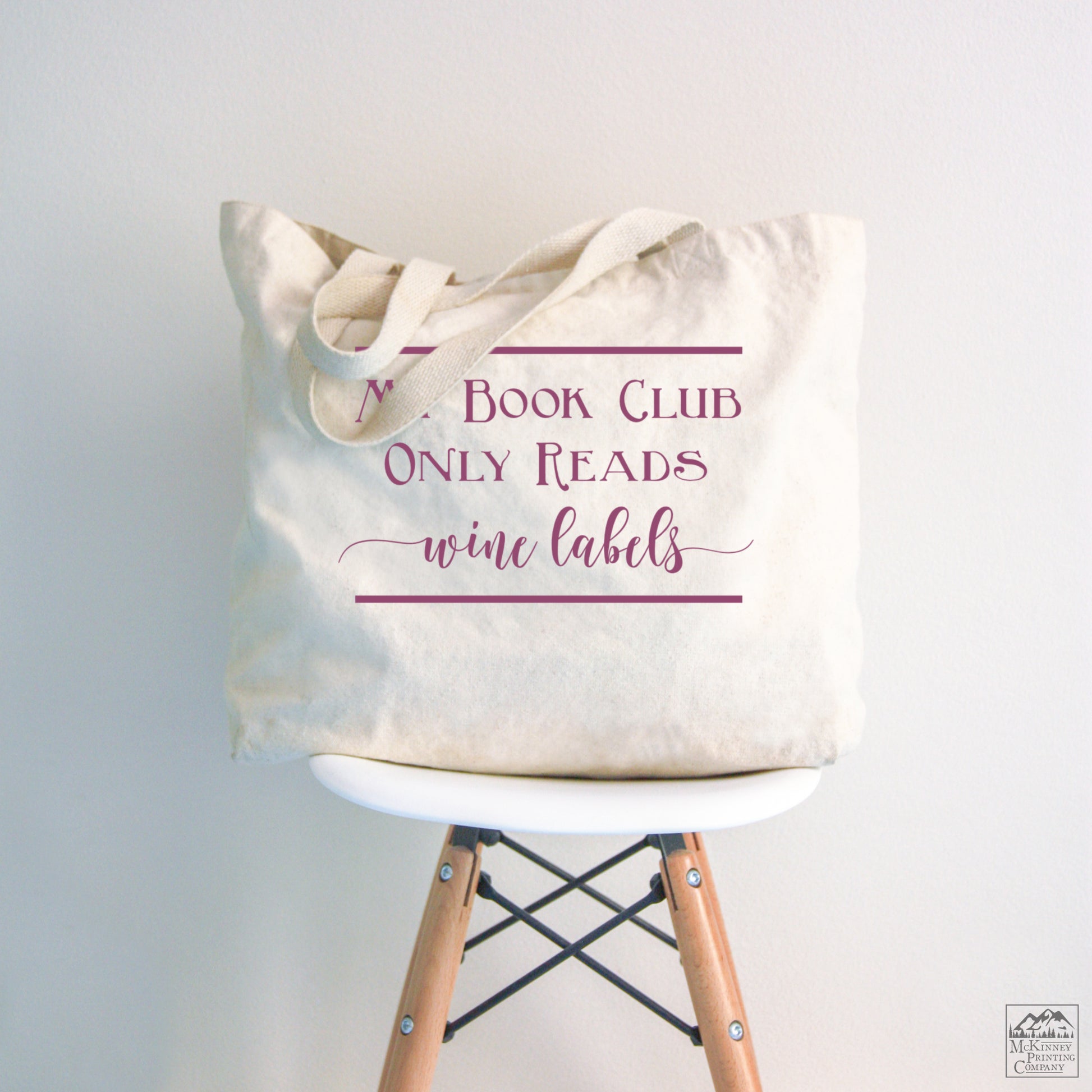 My Book Club Only Reads Wine Labels - Wine Lover Gift, Tote Bag with Zipper, Large, Fabric Shoulder Bag