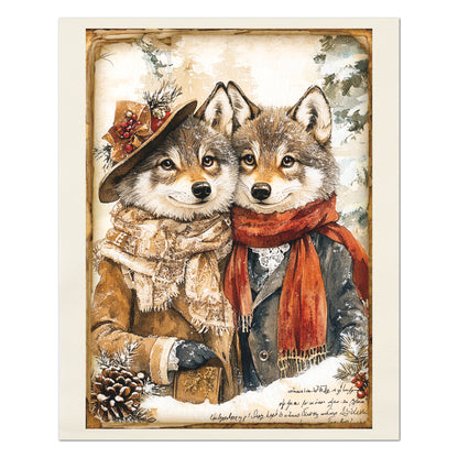 Dog Fabric Panel - Christmas Fabric Panel, Wolf Fabric, Décor, Quilt Block, Cute, Cotton, Quilting, Animal, Wall Art, Holiday