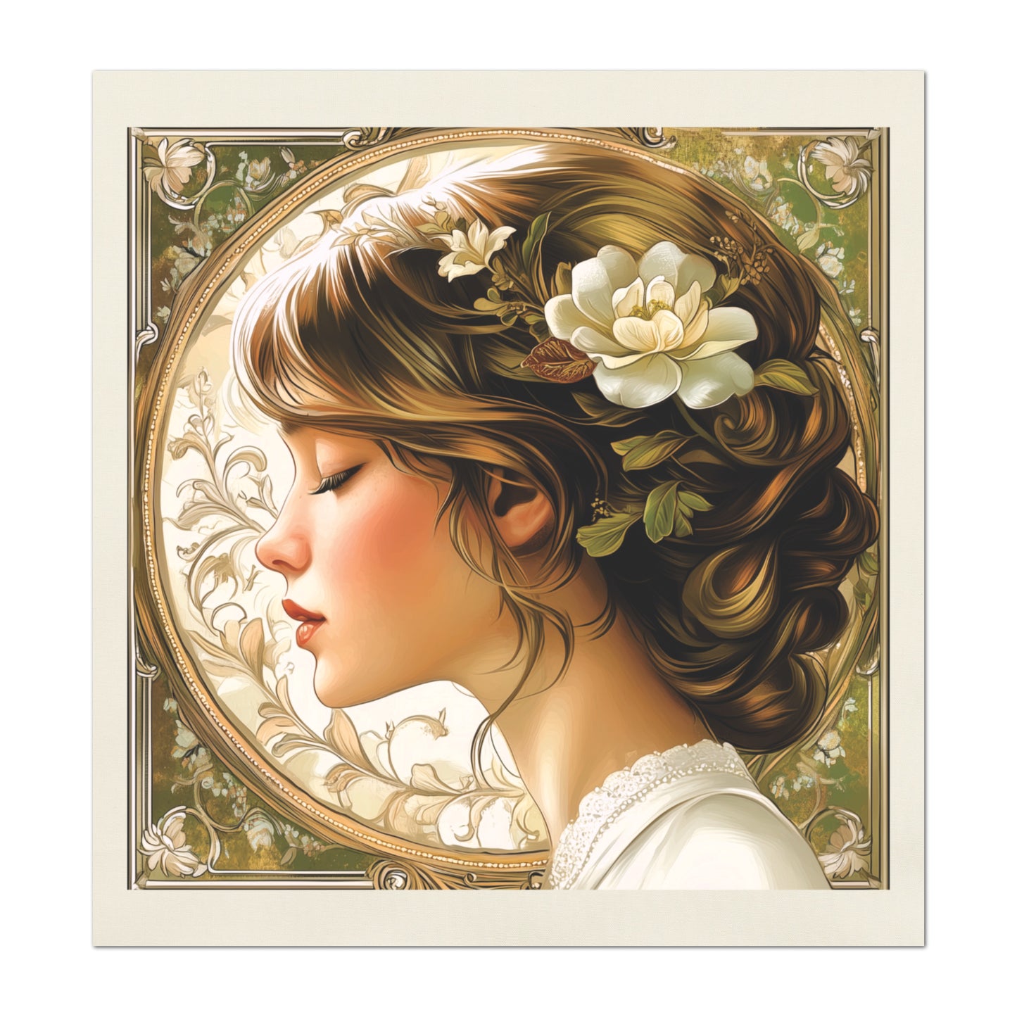 Art Nouveau Fabric - French Country Fabric, Panel, Woman, Victorian, Portrait, Shabby Chic, Décor, Quilt Block, Vintage, Wall Art, Cotton, Quilting
