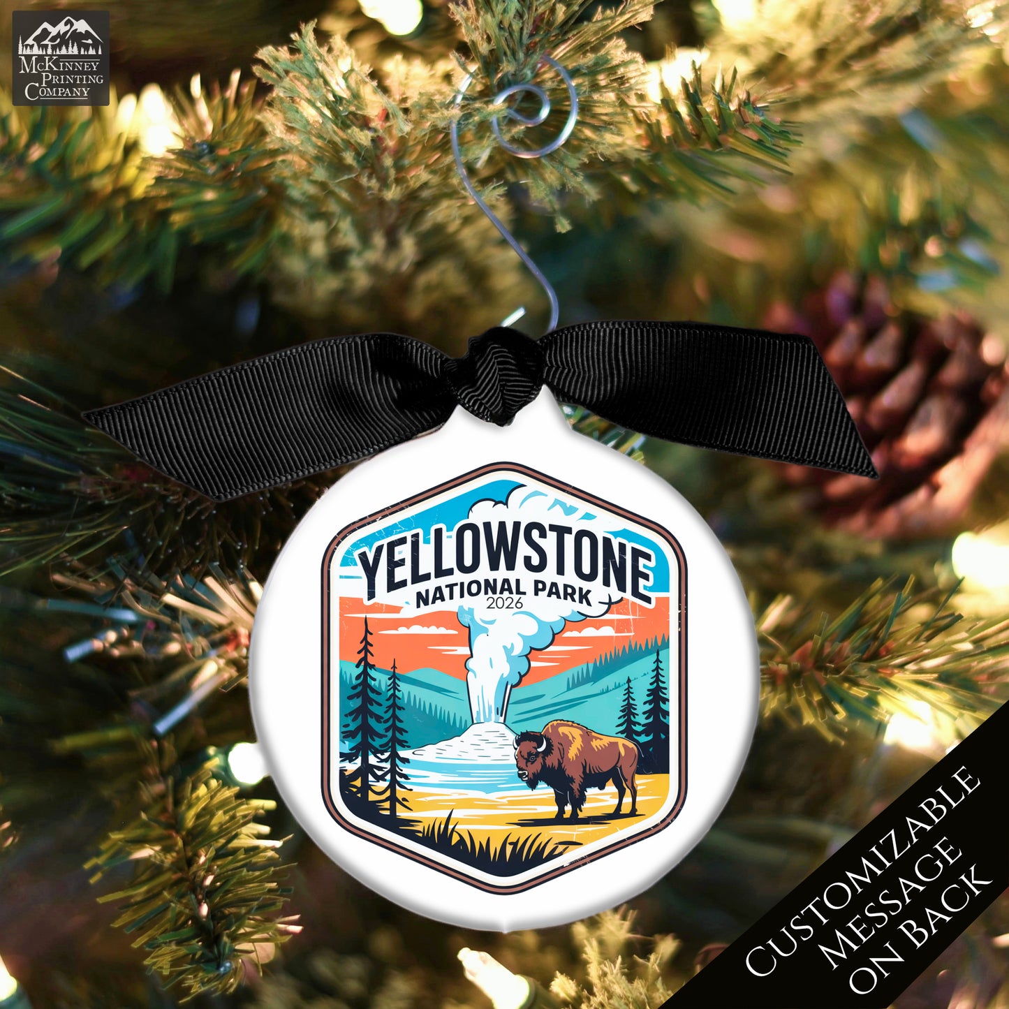 Yellowstone National Park - National Park Ornament, Wyoming, Personalized, Camping, Hiking, Souvenir, Vacation, Christmas Gift