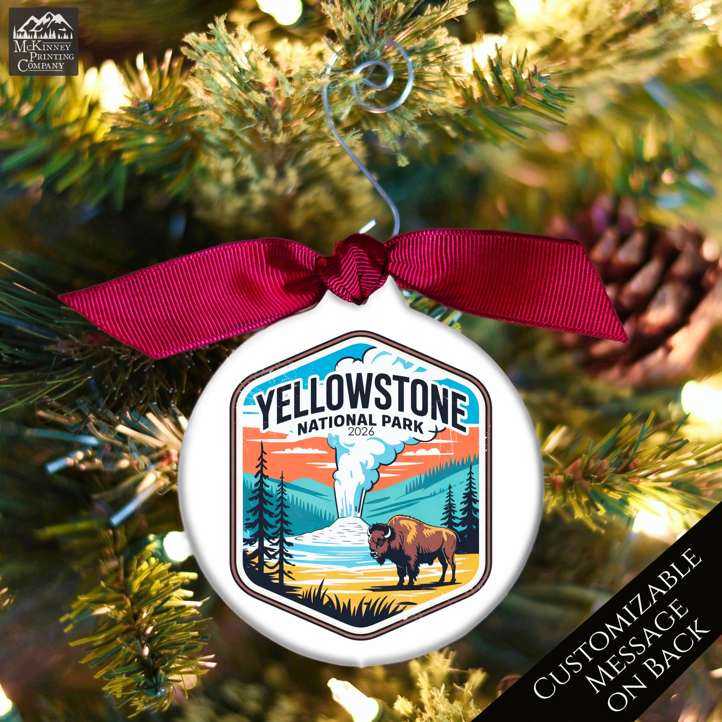 Yellowstone National Park - National Park Ornament, Wyoming, Personalized, Camping, Hiking, Souvenir, Vacation, Christmas Gift