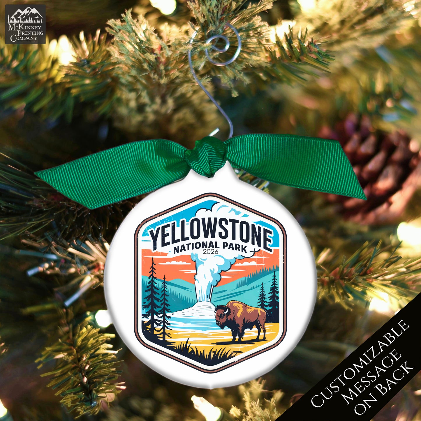 Yellowstone National Park - National Park Ornament, Wyoming, Personalized, Camping, Hiking, Souvenir, Vacation, Christmas Gift