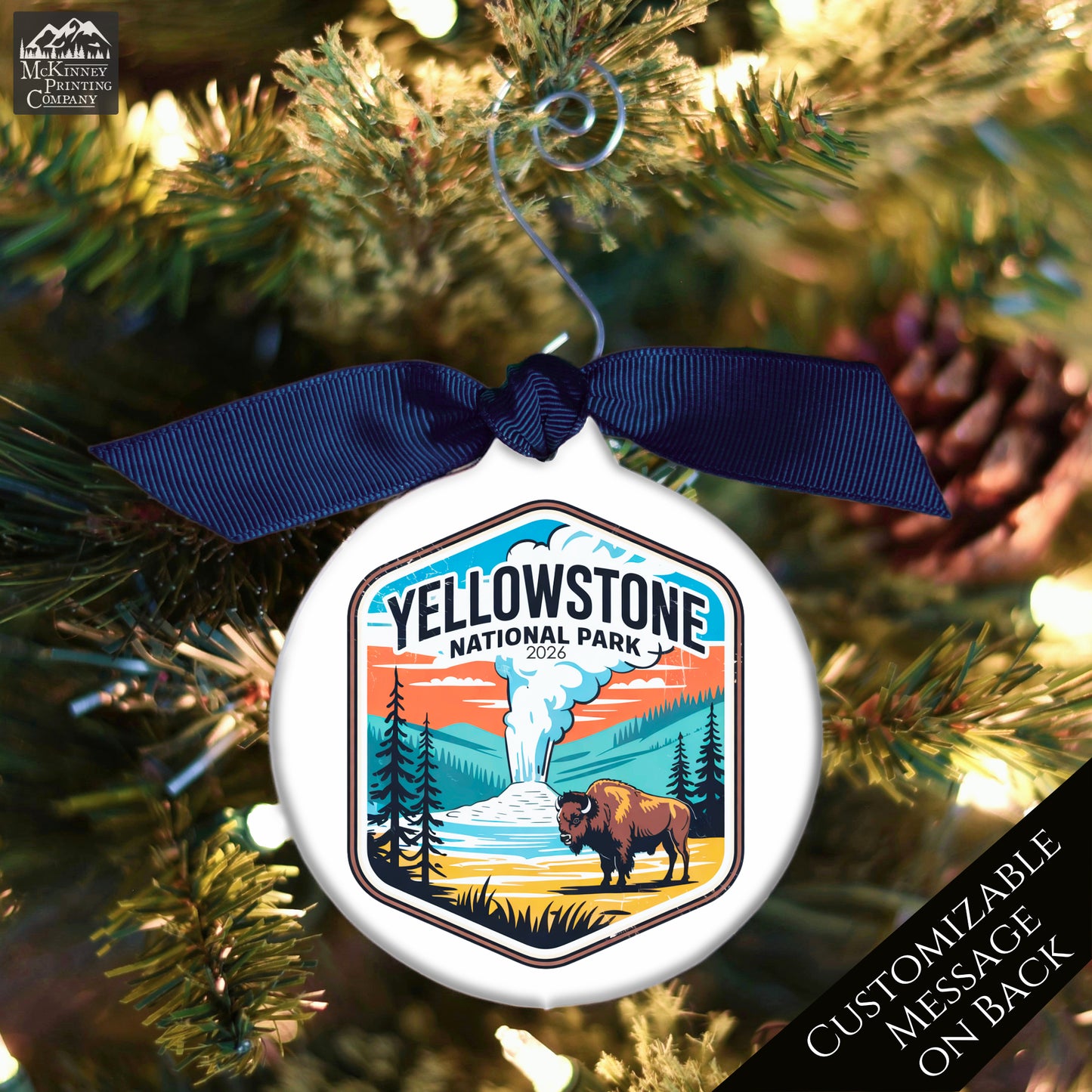 Yellowstone National Park - National Park Ornament, Wyoming, Personalized, Camping, Hiking, Souvenir, Vacation, Christmas Gift
