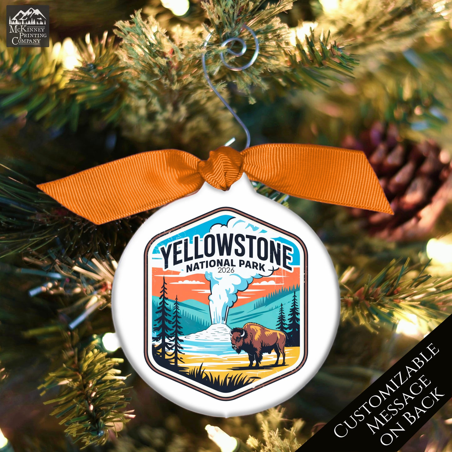 Yellowstone National Park - National Park Ornament, Wyoming, Personalized, Camping, Hiking, Souvenir, Vacation, Christmas Gift