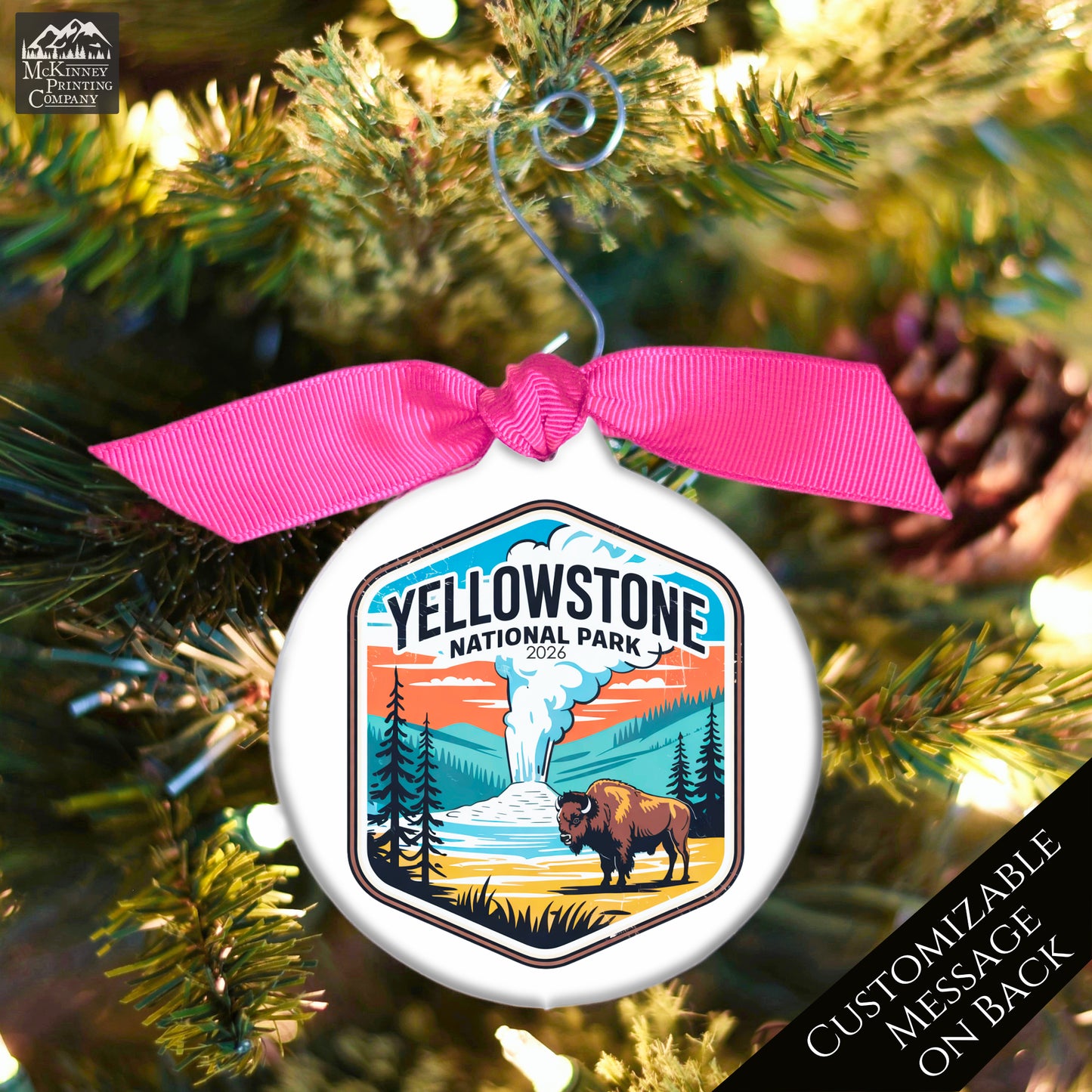 Yellowstone National Park - National Park Ornament, Wyoming, Personalized, Camping, Hiking, Souvenir, Vacation, Christmas Gift