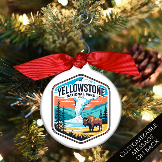Yellowstone National Park - National Park Ornament, Wyoming, Personalized, Camping, Hiking, Souvenir, Vacation, Christmas Gift