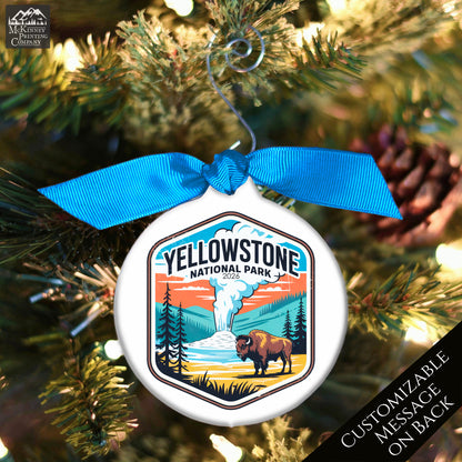 Yellowstone National Park - National Park Ornament, Wyoming, Personalized, Camping, Hiking, Souvenir, Vacation, Christmas Gift