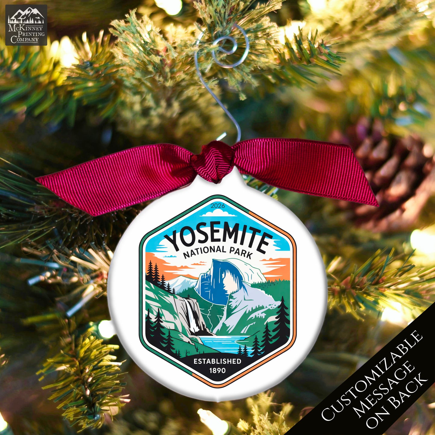 Yosemite National Park - National Park Ornament, California, Personalized, Camper, Camping, Hiking, Souvenir, Vacation, Christmas Gift
