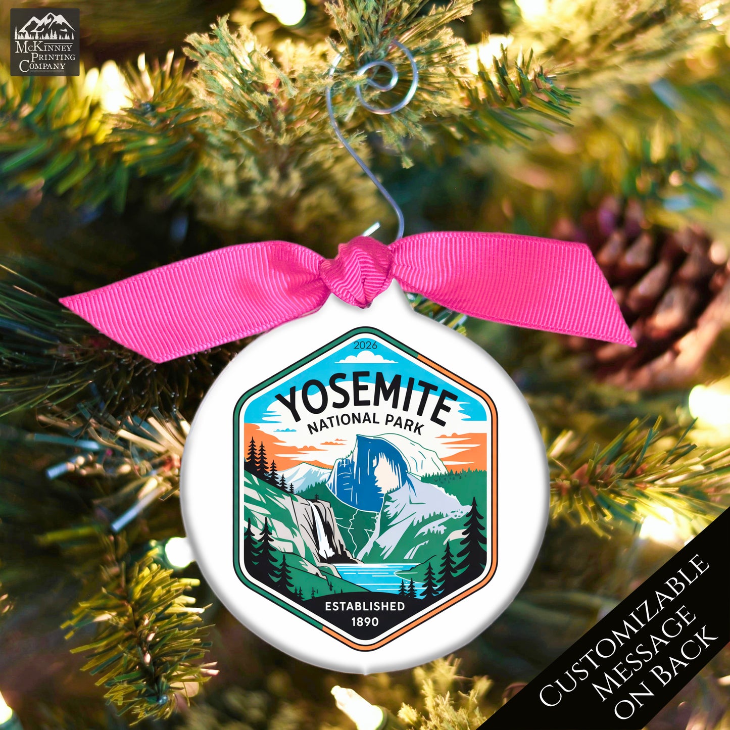 Yosemite National Park - National Park Ornament, California, Personalized, Camper, Camping, Hiking, Souvenir, Vacation, Christmas Gift