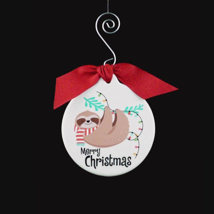 Pig Ornament - Watercolor Wreath, Custom Christmas Gift, Personalized