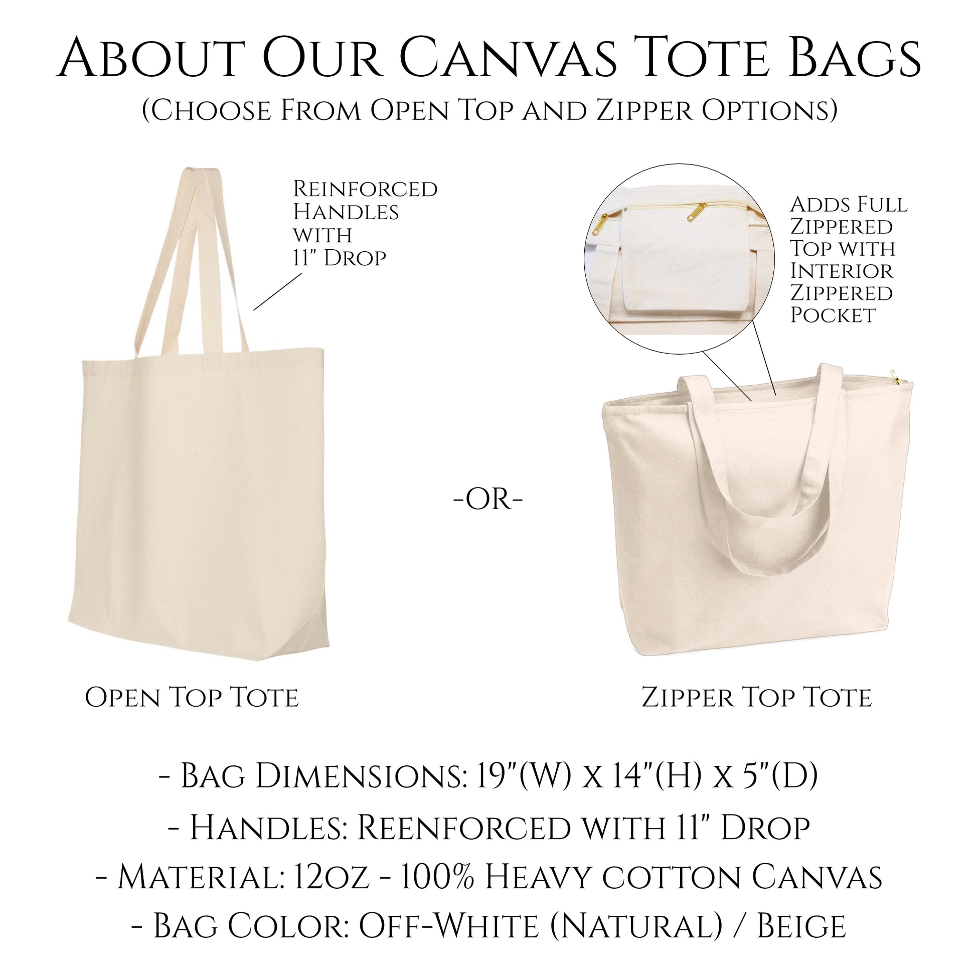 Personalized Canvas Tote Bags, Custom Printed Cotton Bag in Full Color