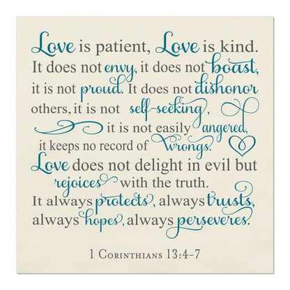 Love is Patient Love is Kind, Scripture Fabric, Bible Verse Fabric, Panel Print, Quilting, Block for Sewing or Wall Art - 1 Corinthians 13