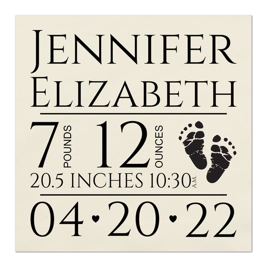 Baby Clothes Quilt, Custom, Modern, Fabric Panel, Birth Stats, Birth Announcement, Boy, Girl, Infant - Personalize with Name, Weight, Length, Time and Date