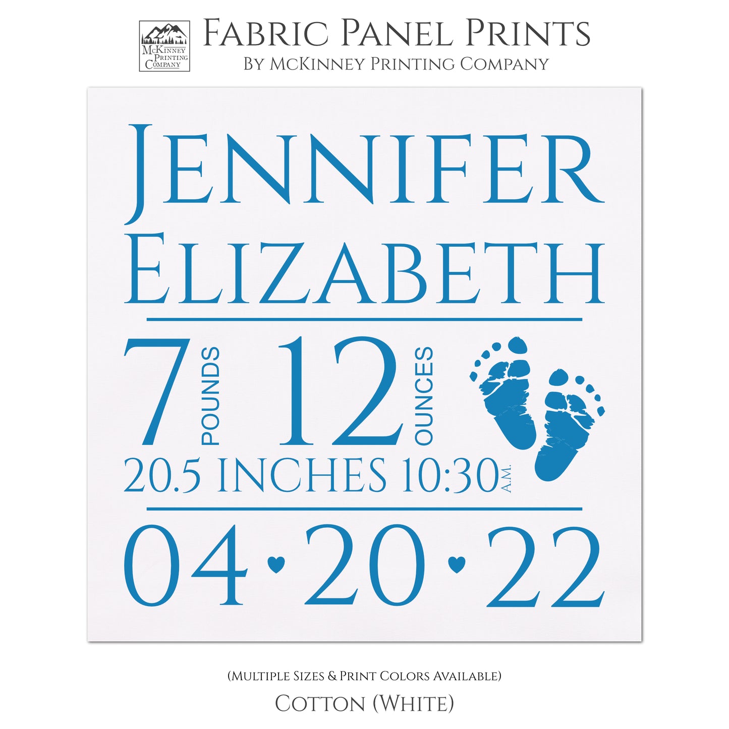 Baby Clothes Quilt, Custom, Modern, Fabric Panel, Birth Stats, Birth Announcement, Boy, Girl, Infant - Personalize with Name, Weight, Length, Time and Date, - Cotton, White