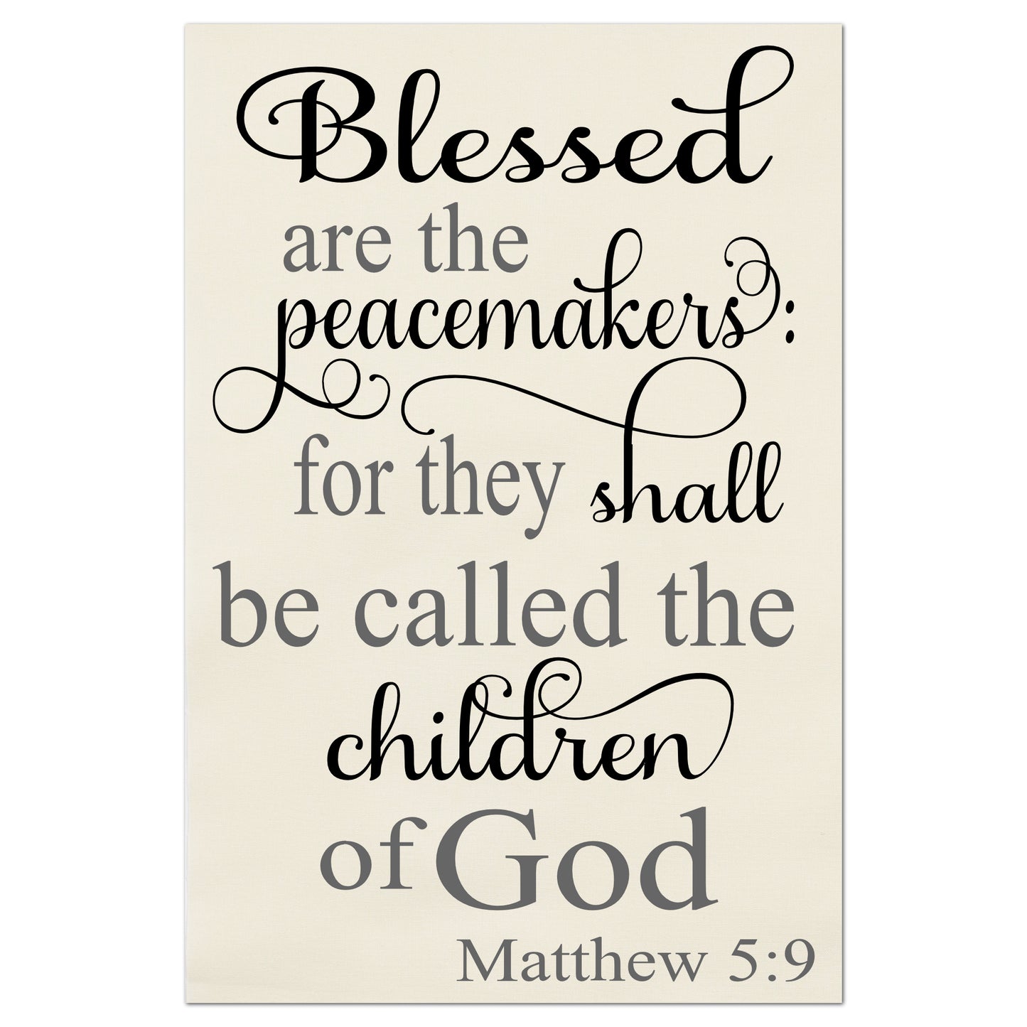 Blessed are the peacemakers:  for they shall be called the children of God.  - Matthew 5 9, Scripture Fabric, Quilt Block, Religious Fabric