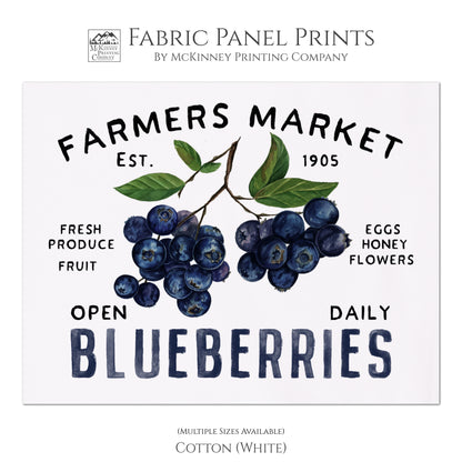 Blueberry Fabric, Farmers Market, Farmhouse, Blueberry, Quilt Block, Quilting, Sewing Supplies, Materials - Cotton, White