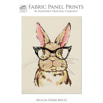 Bunny Fabric - Woodland Animal, Nursery Décor, Quilt Block, Easter, Wall Art - Muslin